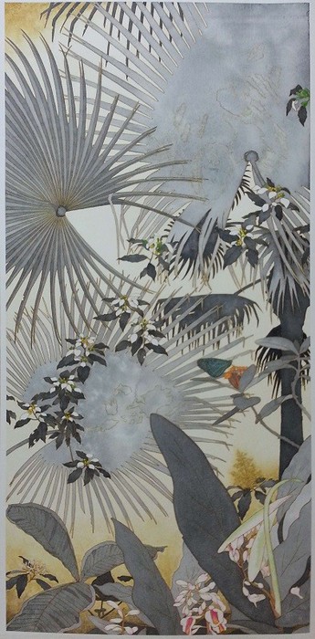 永瀬義郎　8号　油彩　1949年作 蛇に乗る鳥　逸品 版画家 勲四等瑞宝章 真作 永瀬哲治 ギャラリー